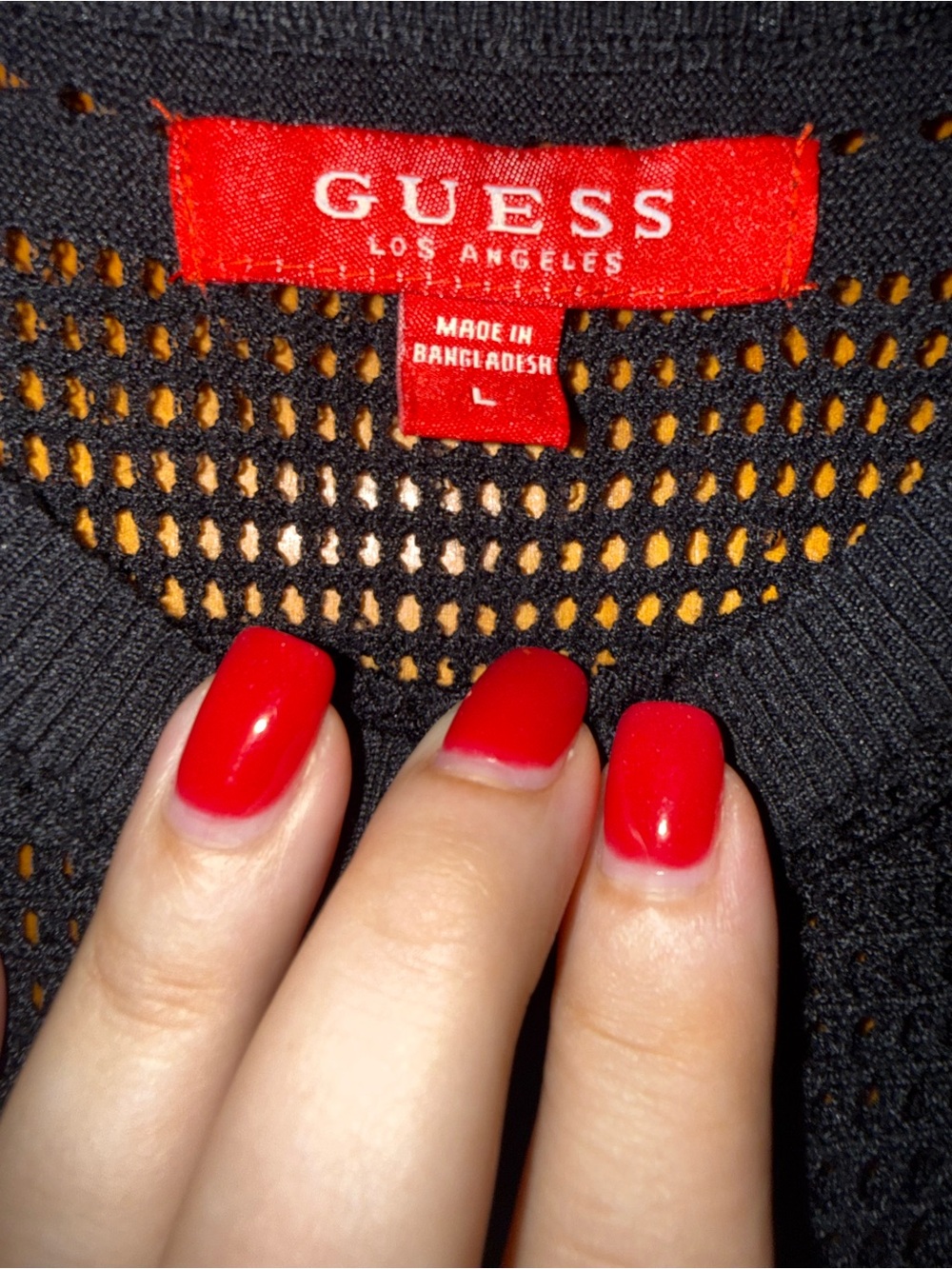 Guess Black Rhinestone Script Knit Top - Picture 3 of 3
